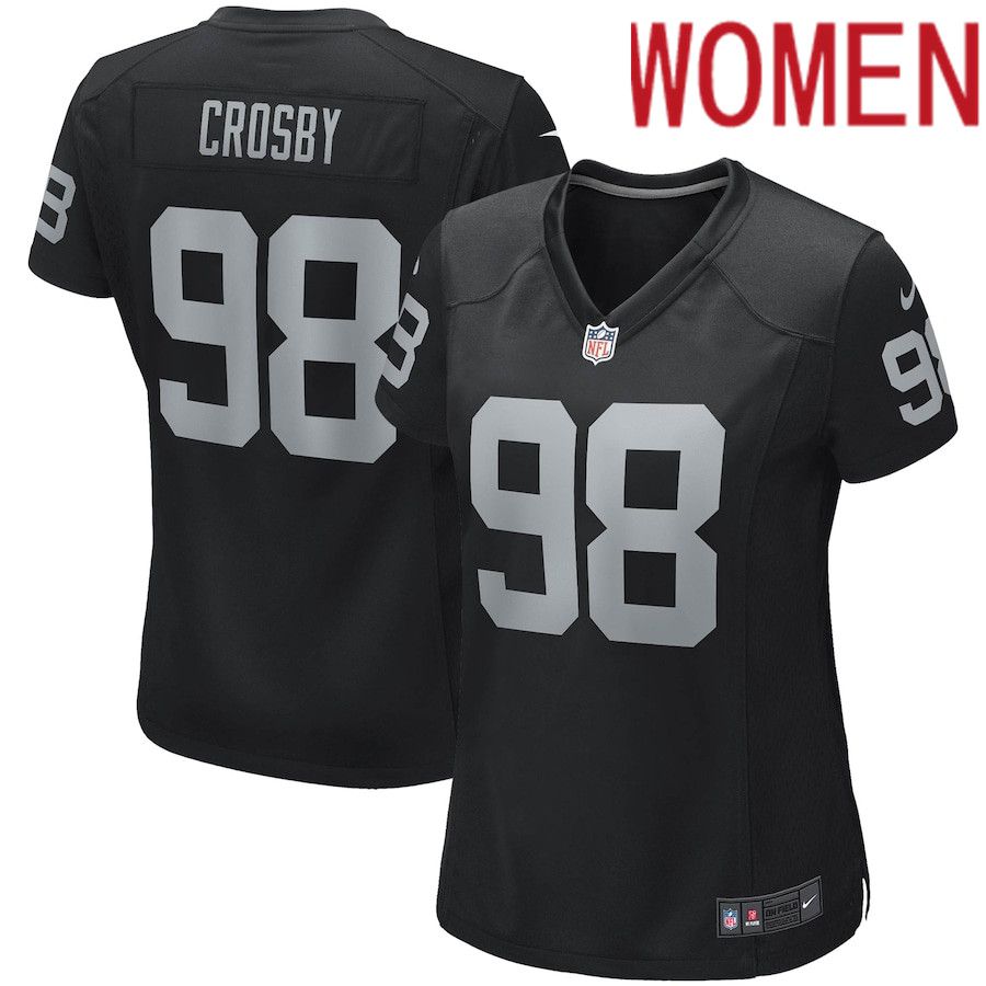 Women Oakland Raiders #98 Maxx Crosby Nike Black Game NFL Jersey->women nfl jersey->Women Jersey